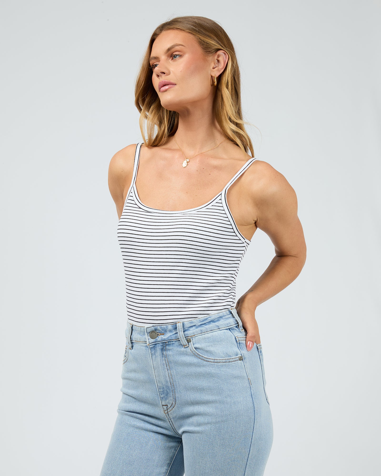 夏セール！THE SHISHIKUI RIBBON CAMI / WHITE Eve Rib Stripe Cami White – All About Eve Clothing