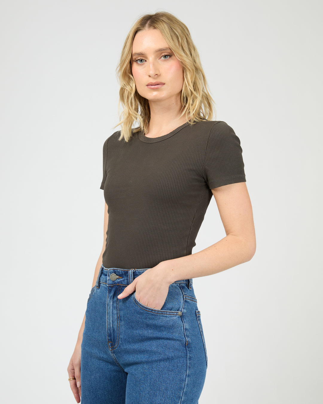 Eve Rib Baby Tee Washed Black