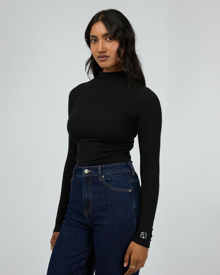 Icon Mock Neck L/S Top Black
