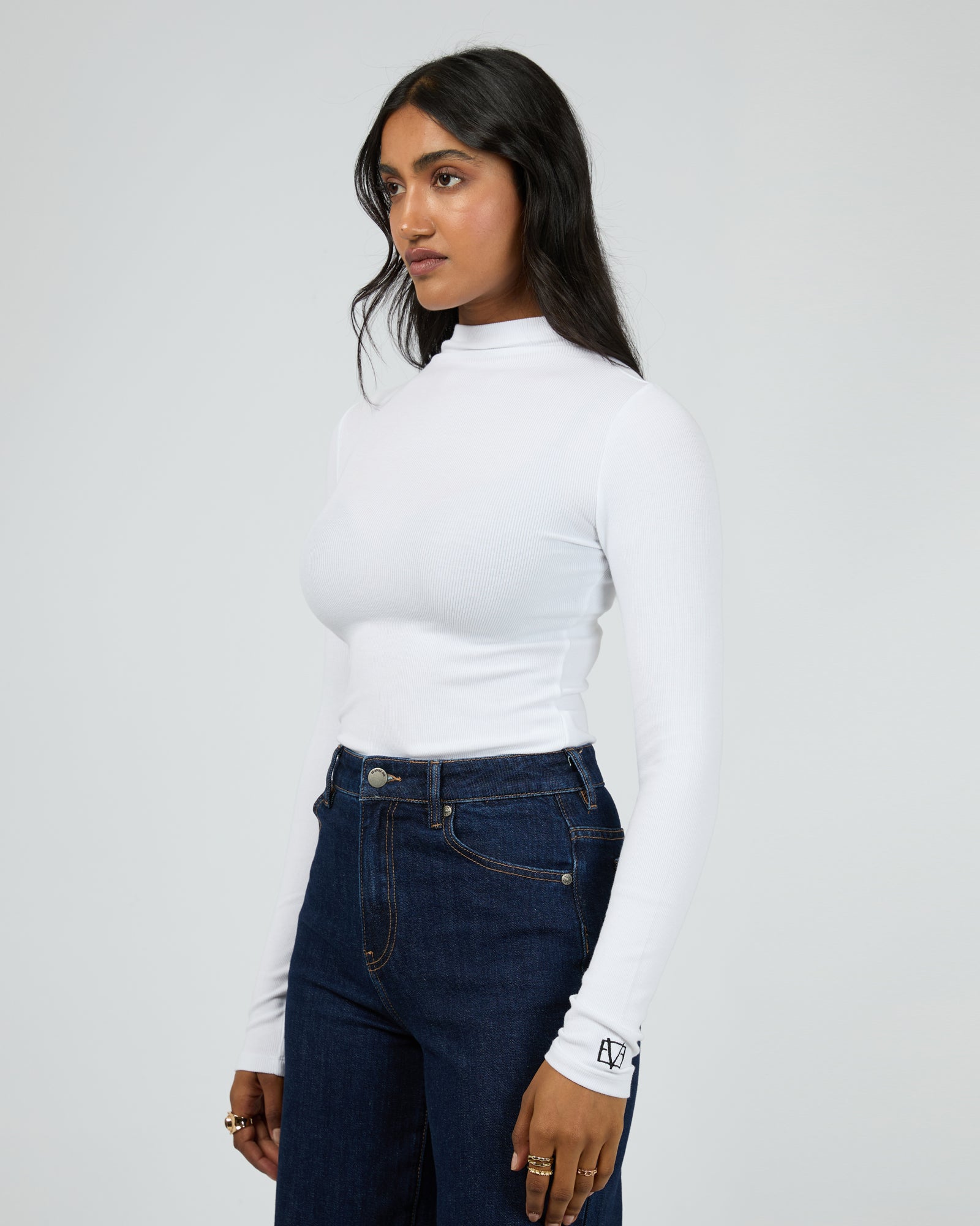 希少！8gshoot ORGANICPILE MOCKNECK SHIRT白 LOGO PRINT MOCK NECK SHIRT -WHITE / BLACK - | 8G SHOOT WEBSTORE