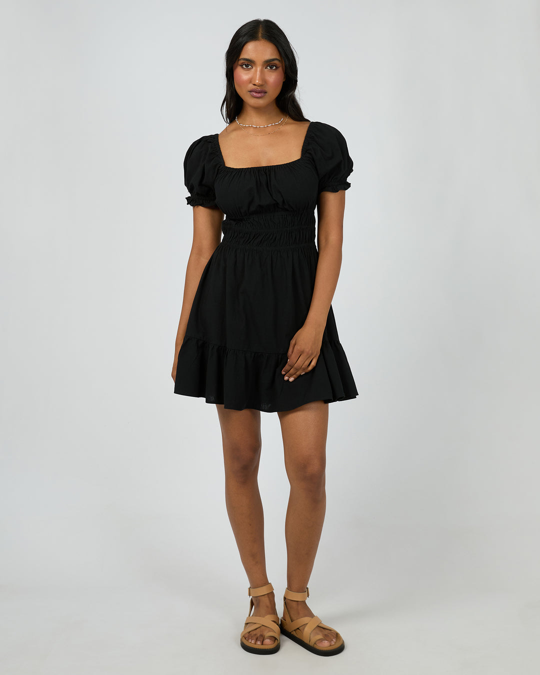 Essential Short Sleeve Mini Dress Black