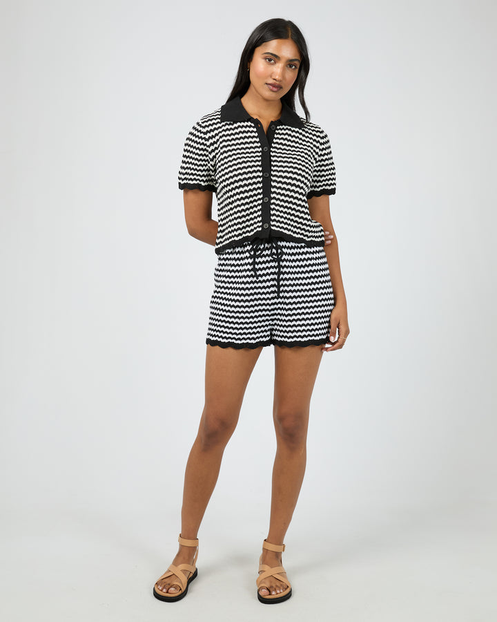 Eve Stripe Knit Short Sleeve Shirt Stripe
