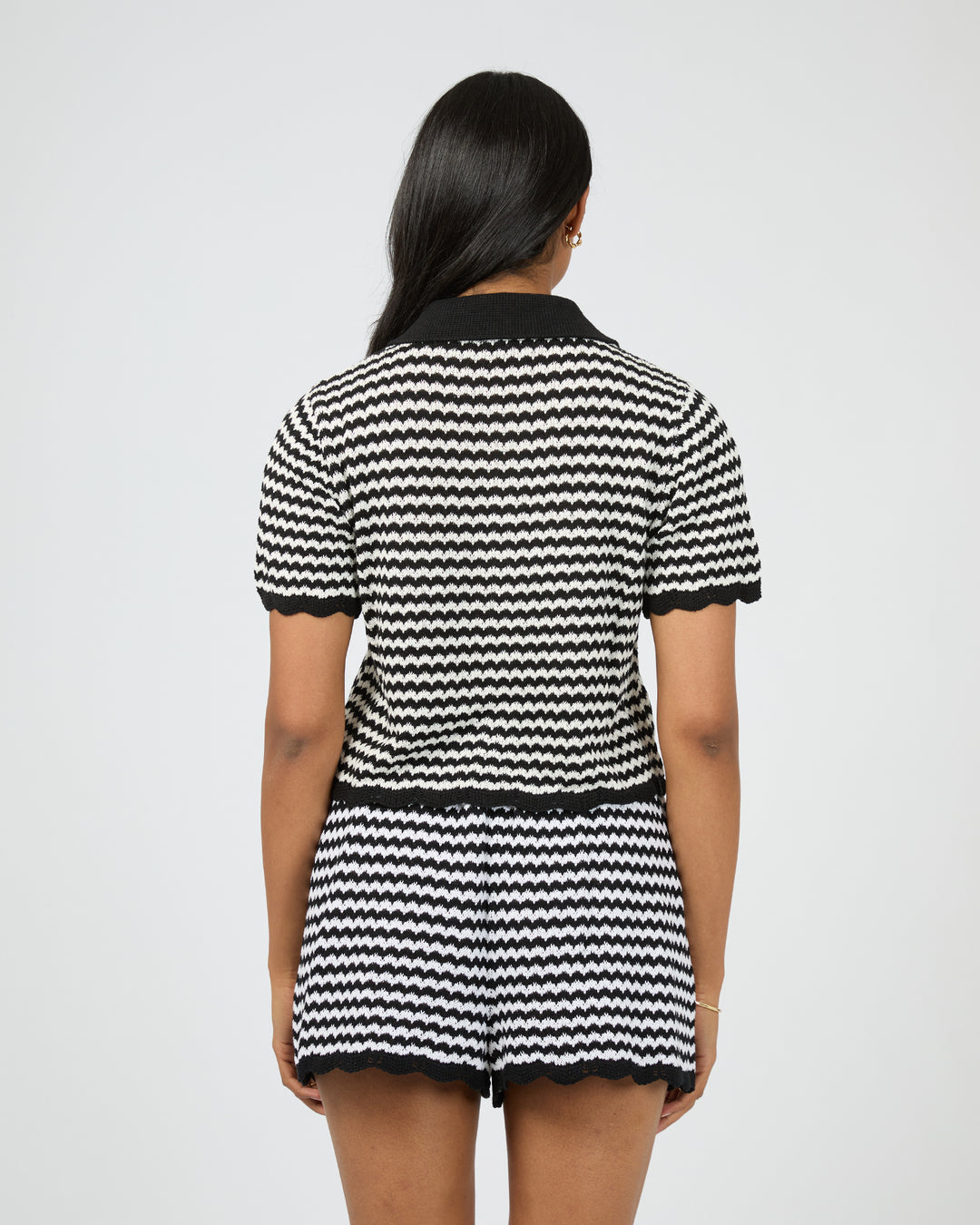 Eve Stripe Knit Short Sleeve Shirt Stripe