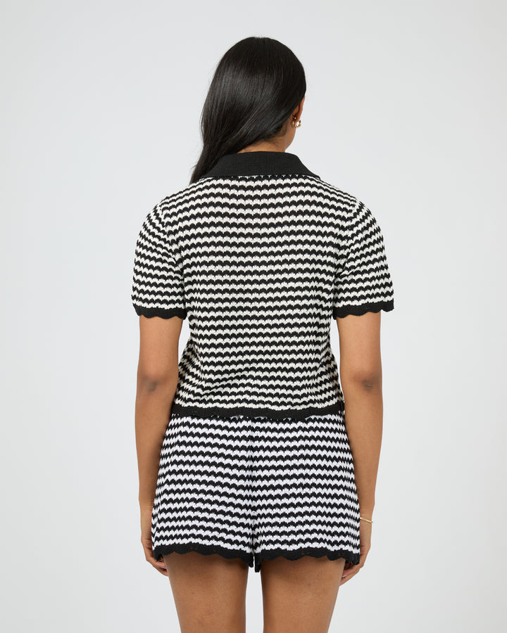 Eve Stripe Knit Short Sleeve Shirt Stripe