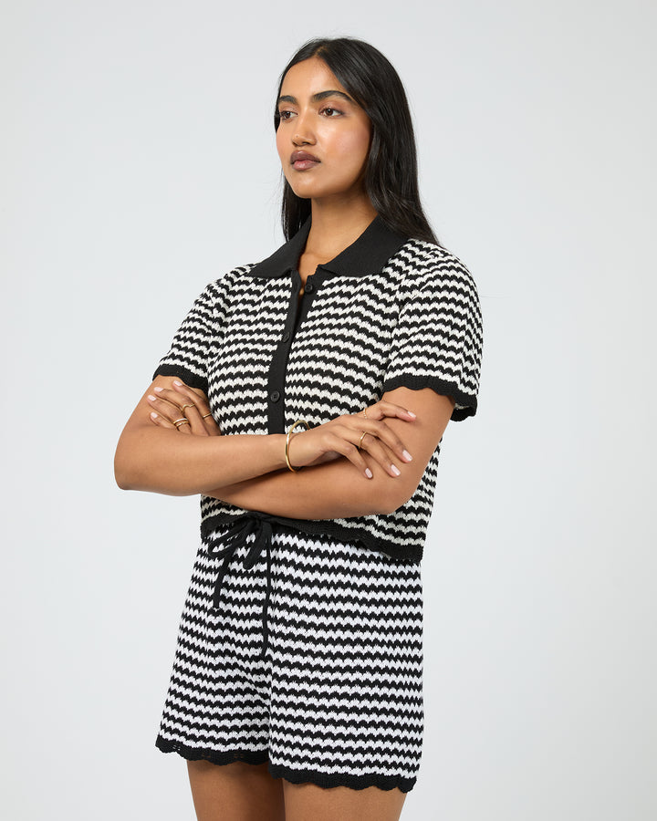 Eve Stripe Knit Short Sleeve Shirt Stripe