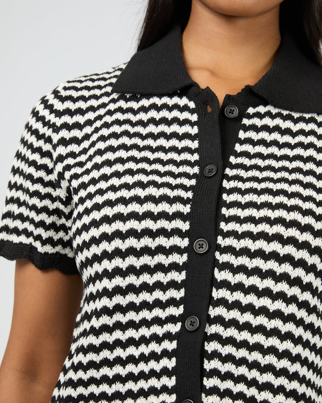 Eve Stripe Knit Short Sleeve Shirt Stripe