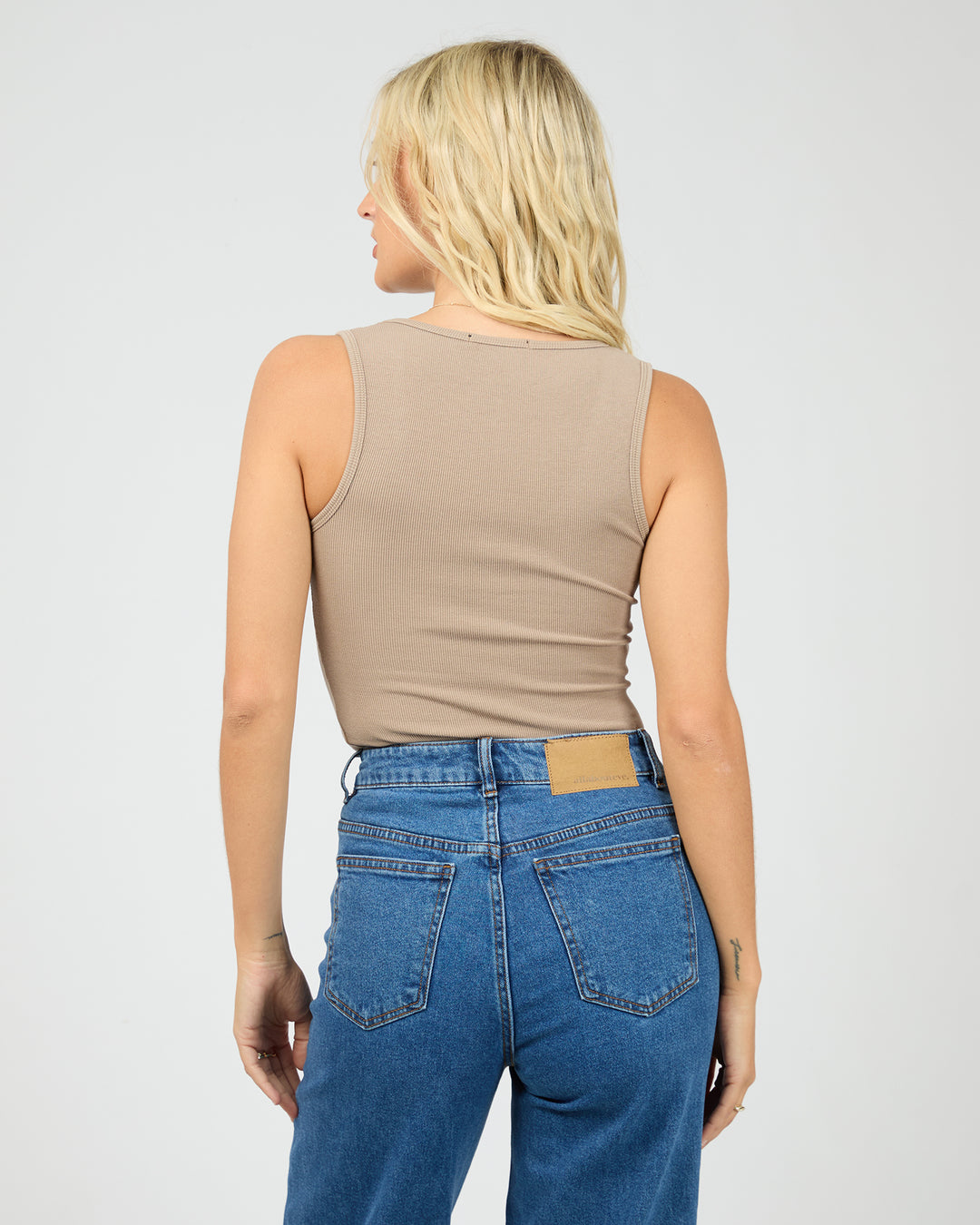 Washed Rib Scoop Neck Tank Stone