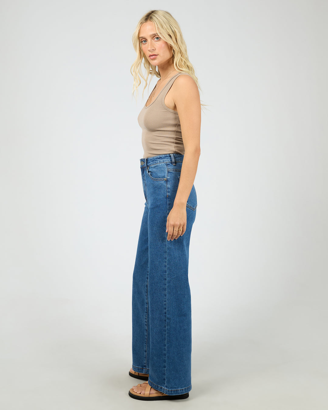 Washed Rib Scoop Neck Tank Stone