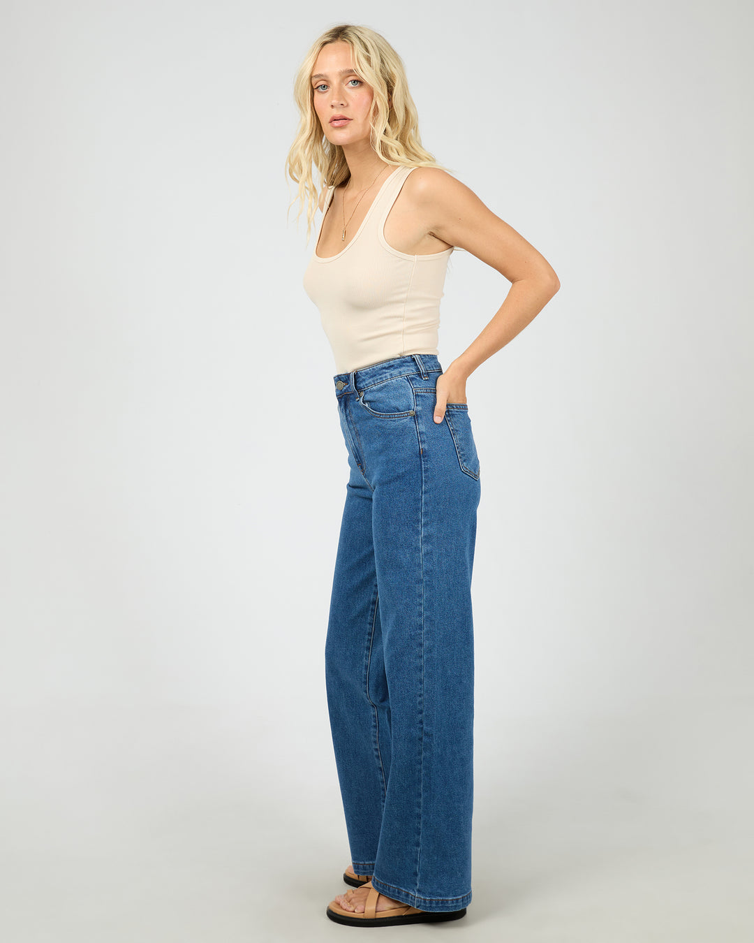 Washed Rib Scoop Neck Tank Vanilla