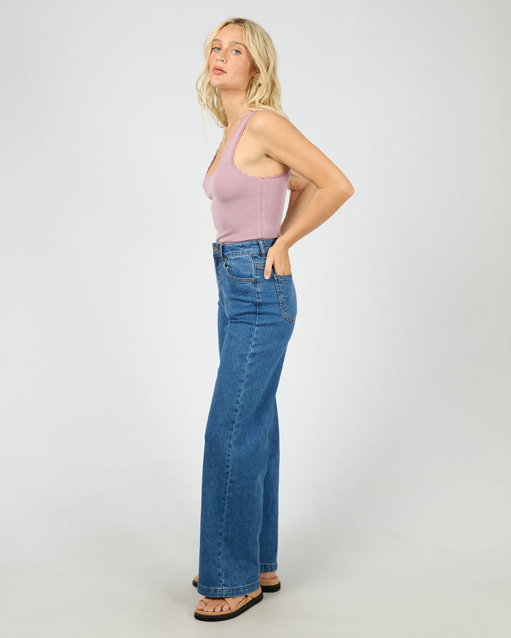 Washed Rib Lace Tank Quartz Pink