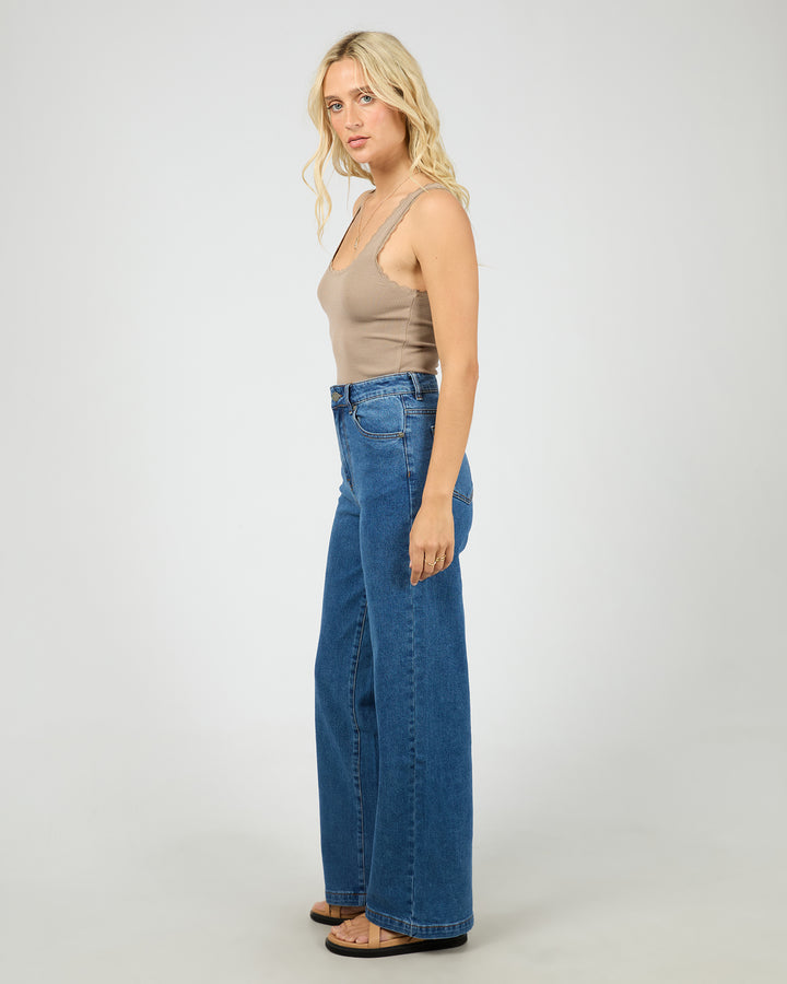 Washed Rib Lace Tank Stone