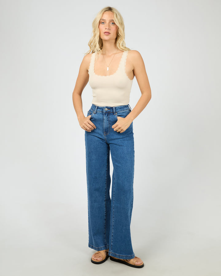Washed Rib Lace Tank Vanilla