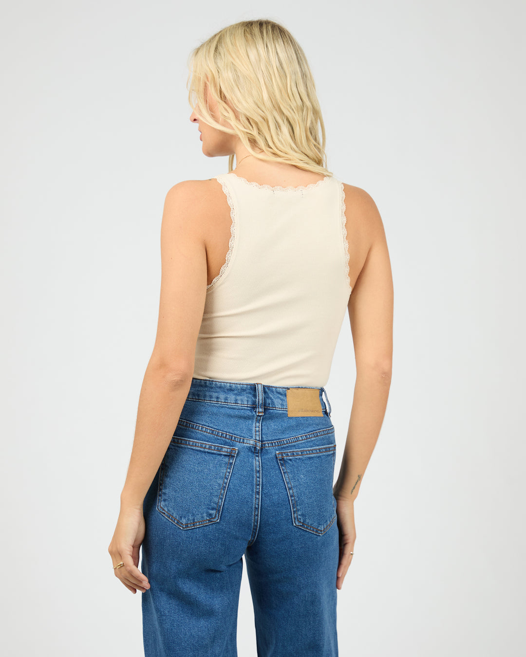 Washed Rib Lace Tank Vanilla