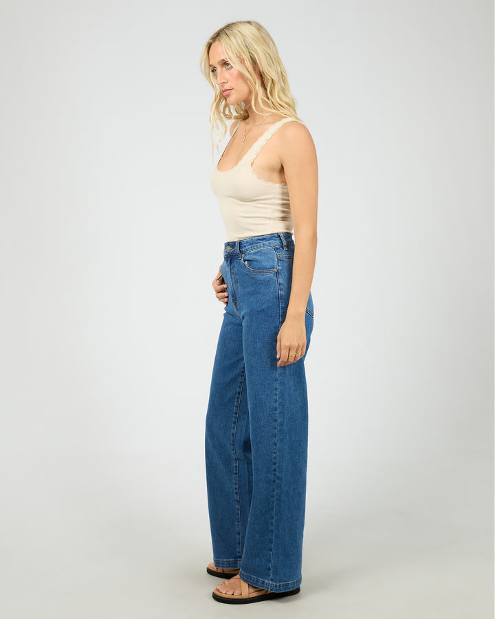 Washed Rib Lace Tank Vanilla