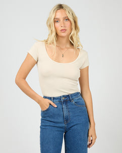 Washed Rib Scoop Neck Tee Vanilla