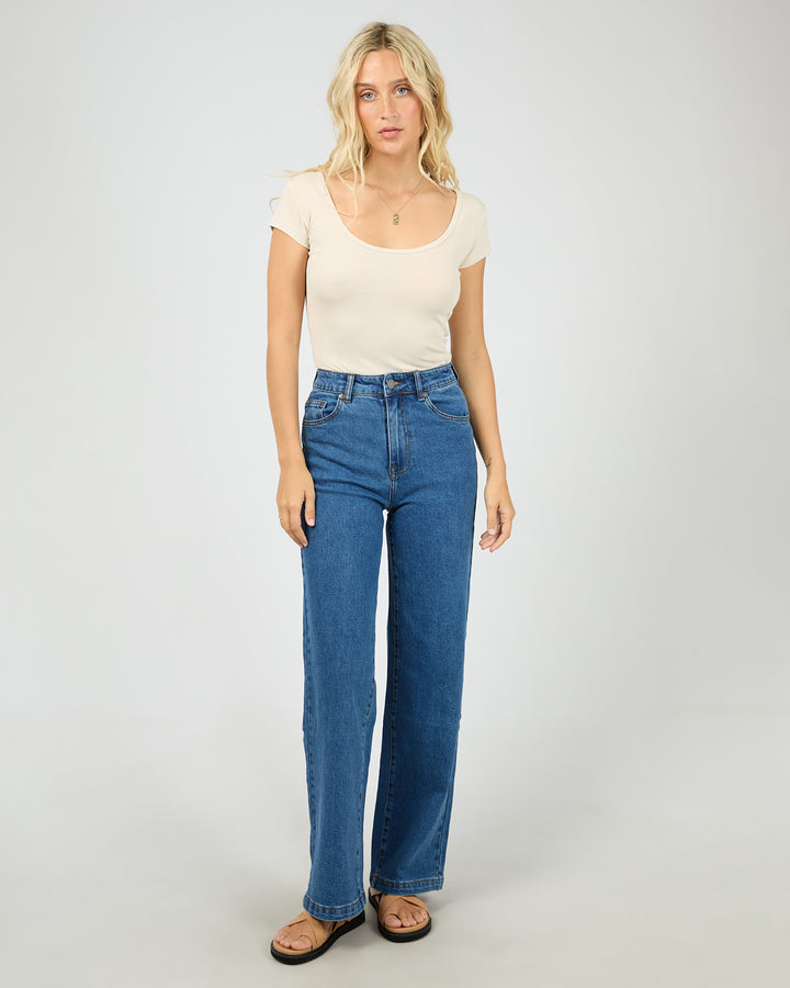 Washed Rib Scoop Neck Tee Vanilla