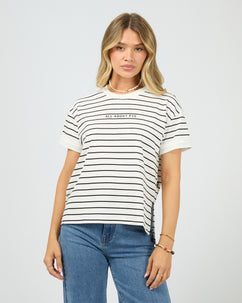 Aae Washed Stripe Tee Black
