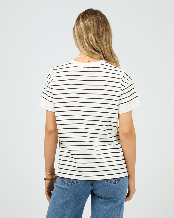 Aae Washed Stripe Tee Black