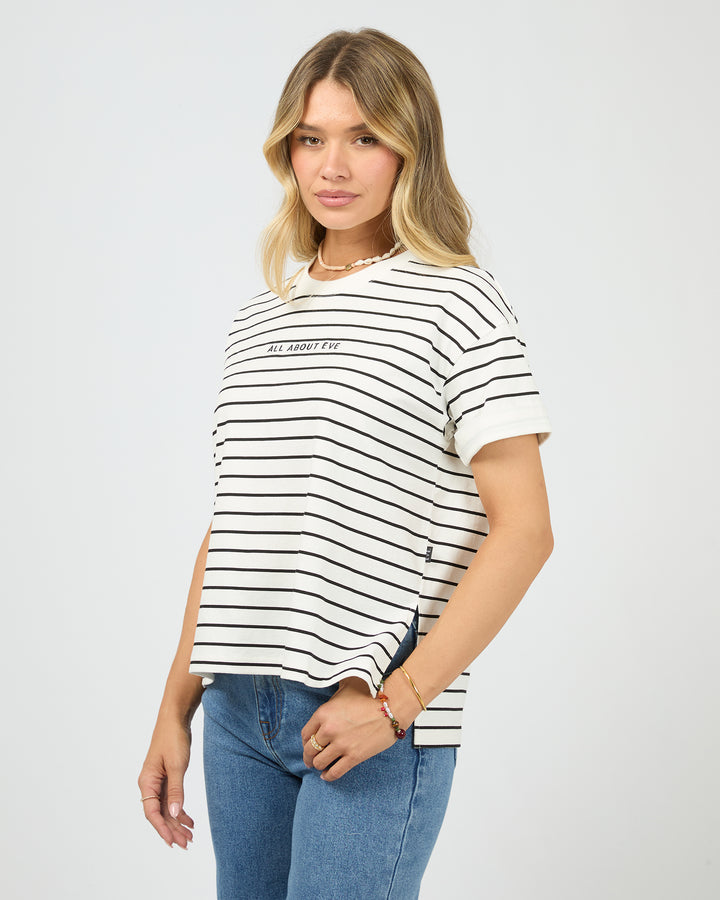 Aae Washed Stripe Tee Black