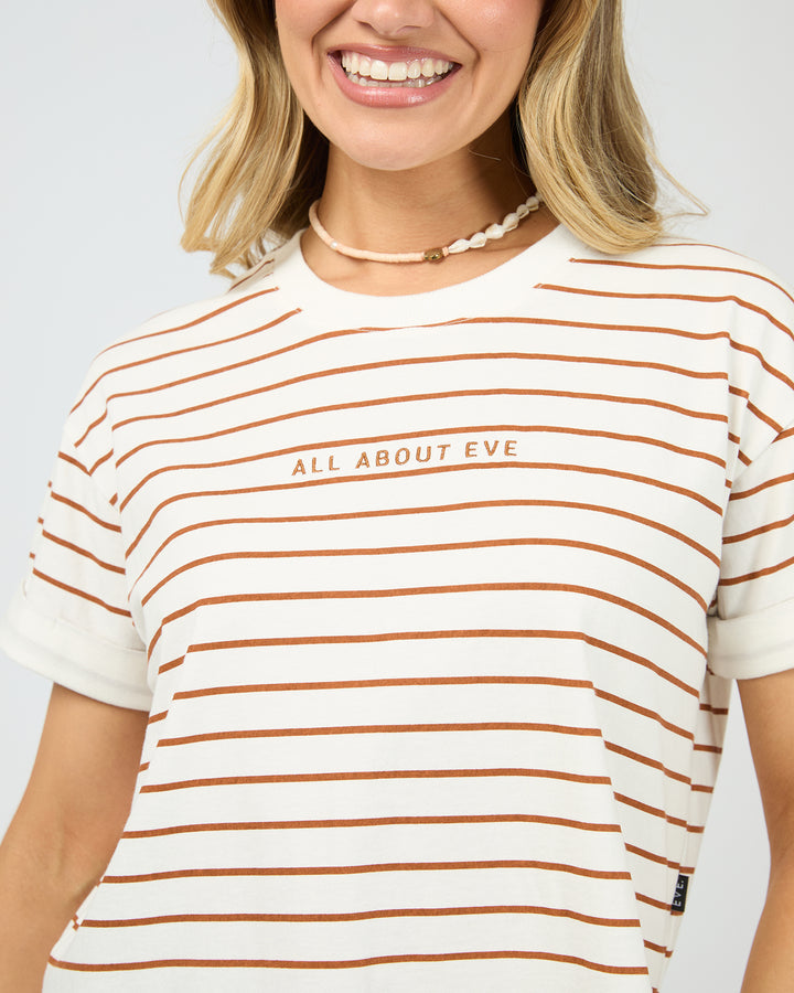 Aae Washed Stripe Tee Cinnamon