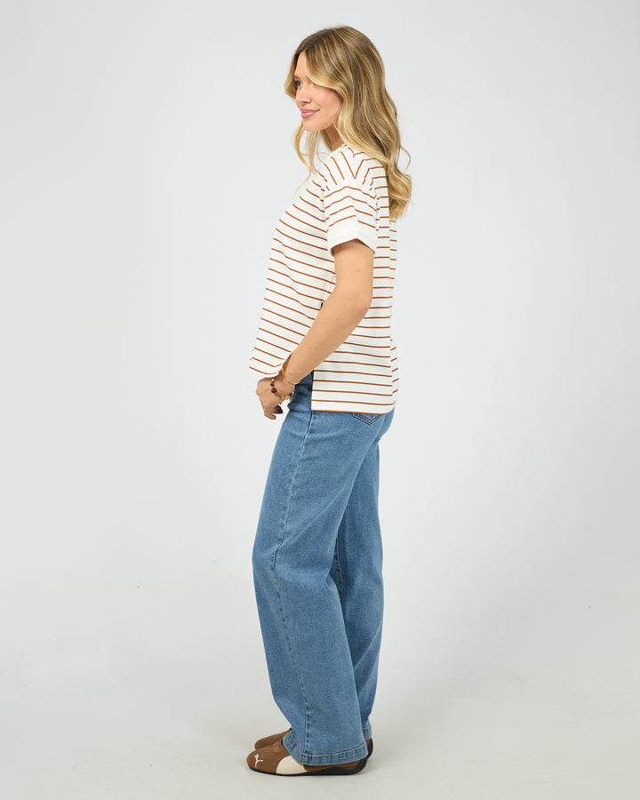 Aae Washed Stripe Tee Cinnamon