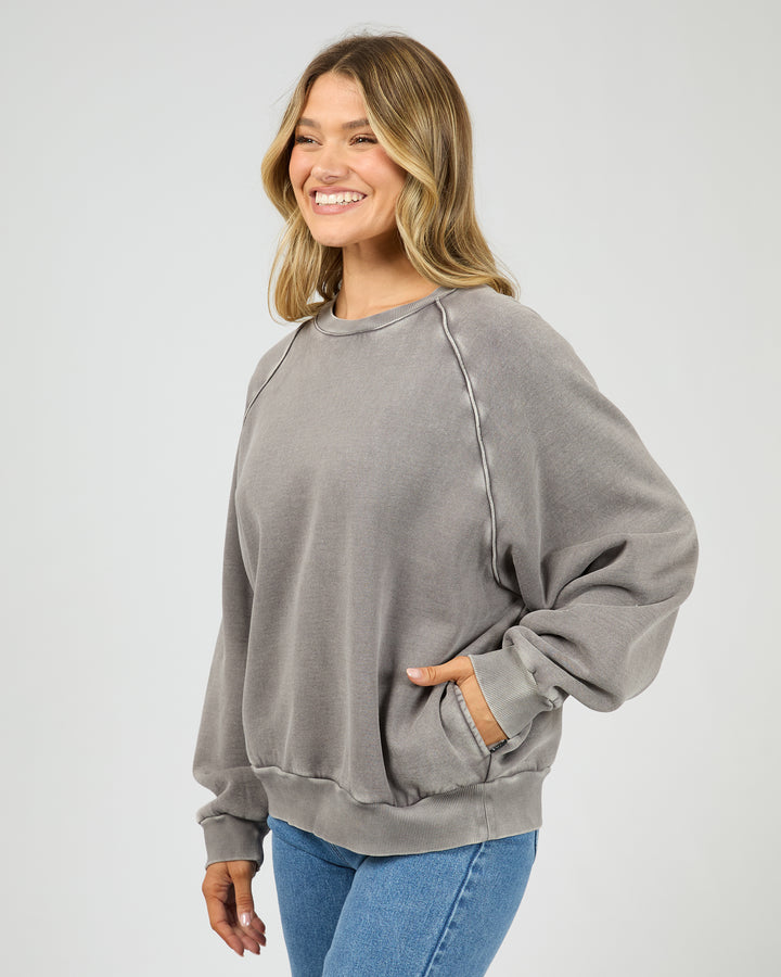 Aae Vintage Raglan Crew Charcoal