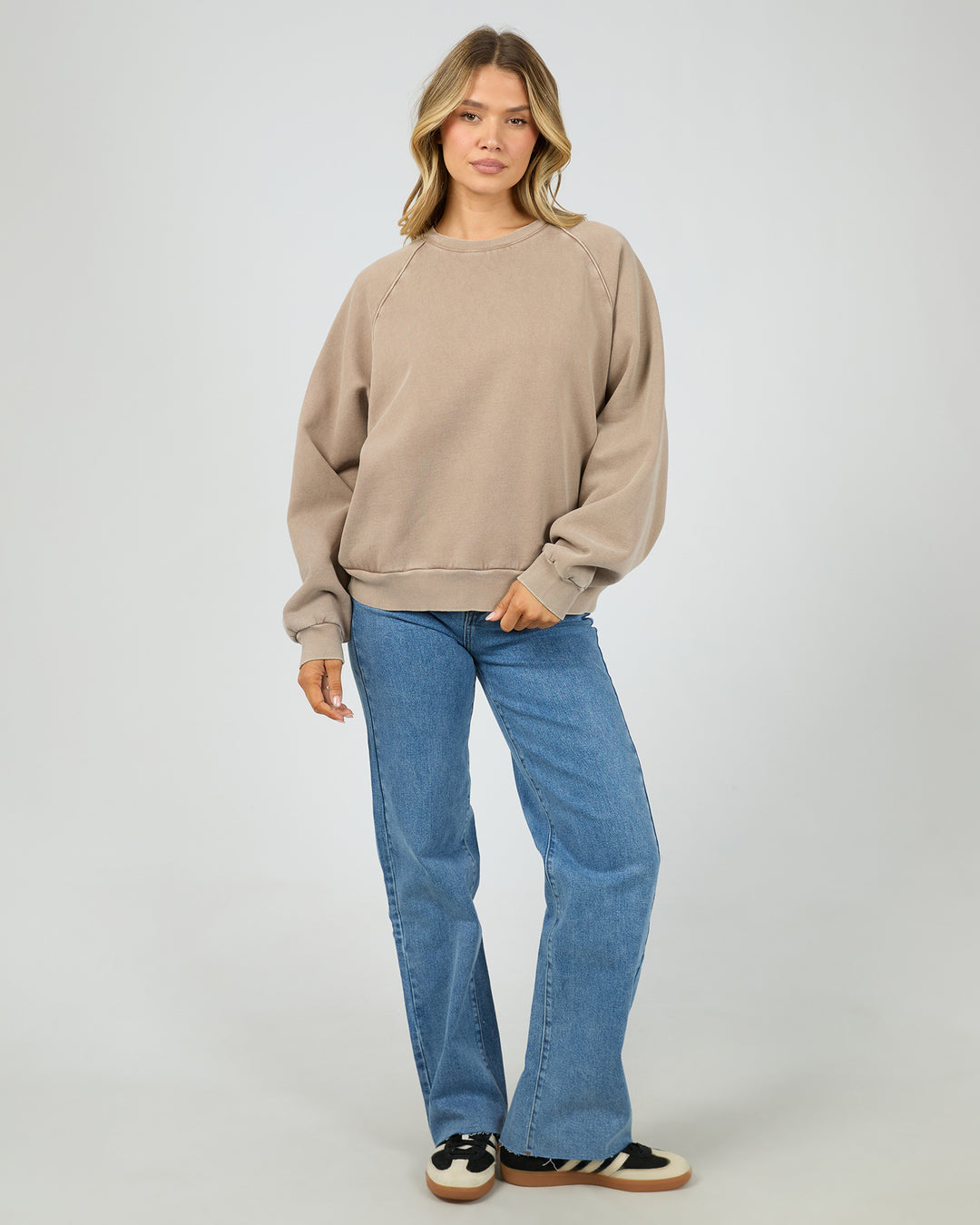 Aae Vintage Raglan Crew Stone