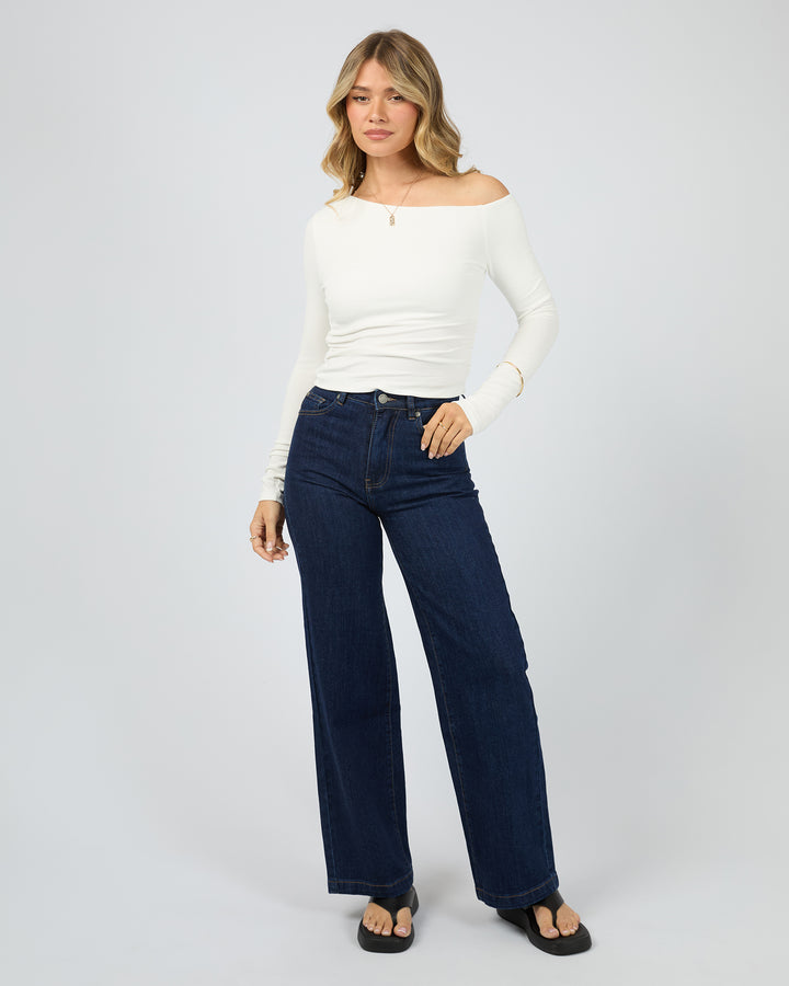 Kylie Off Shoulder Long Sleeve Top Vintage White
