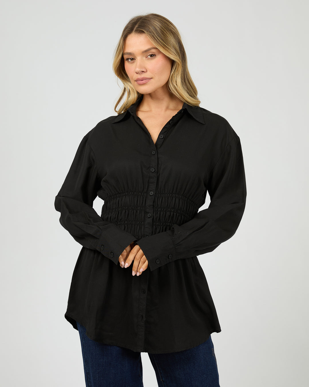 Aae Ruched Shirt Black