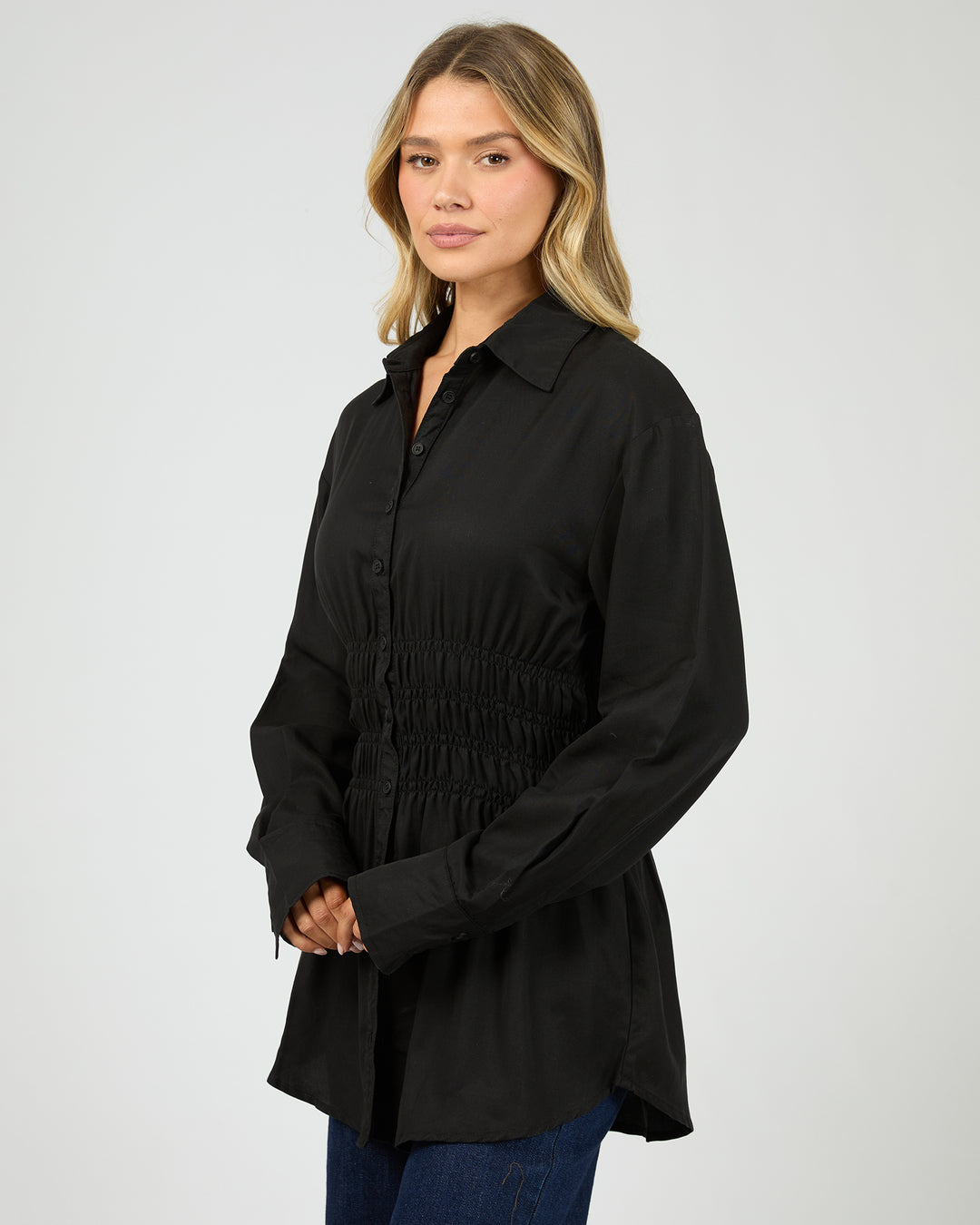Aae Ruched Shirt Black