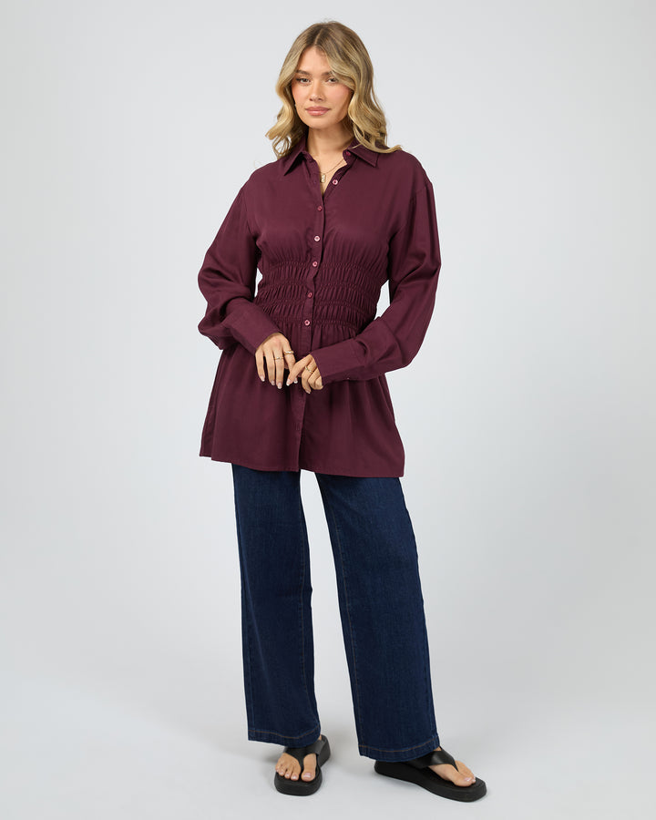 Aae Ruched Shirt Burgundy