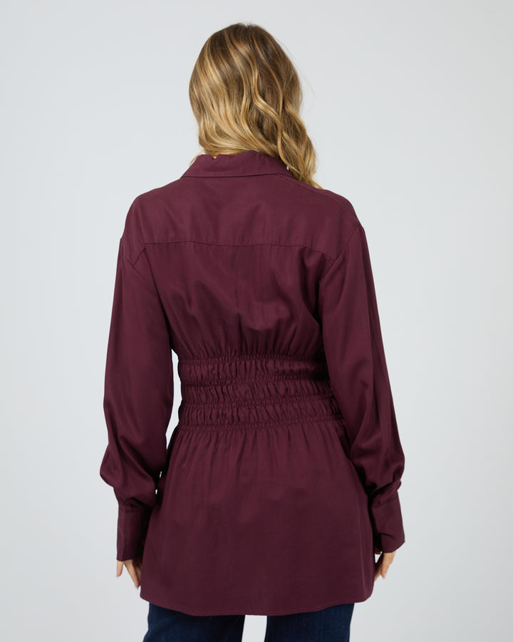 Aae Ruched Shirt Burgundy
