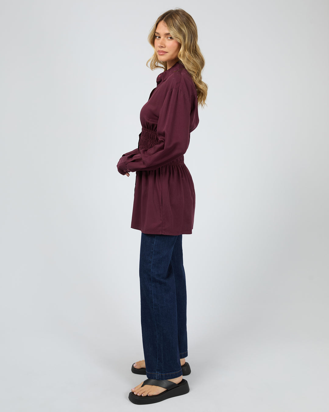 Aae Ruched Shirt Burgundy