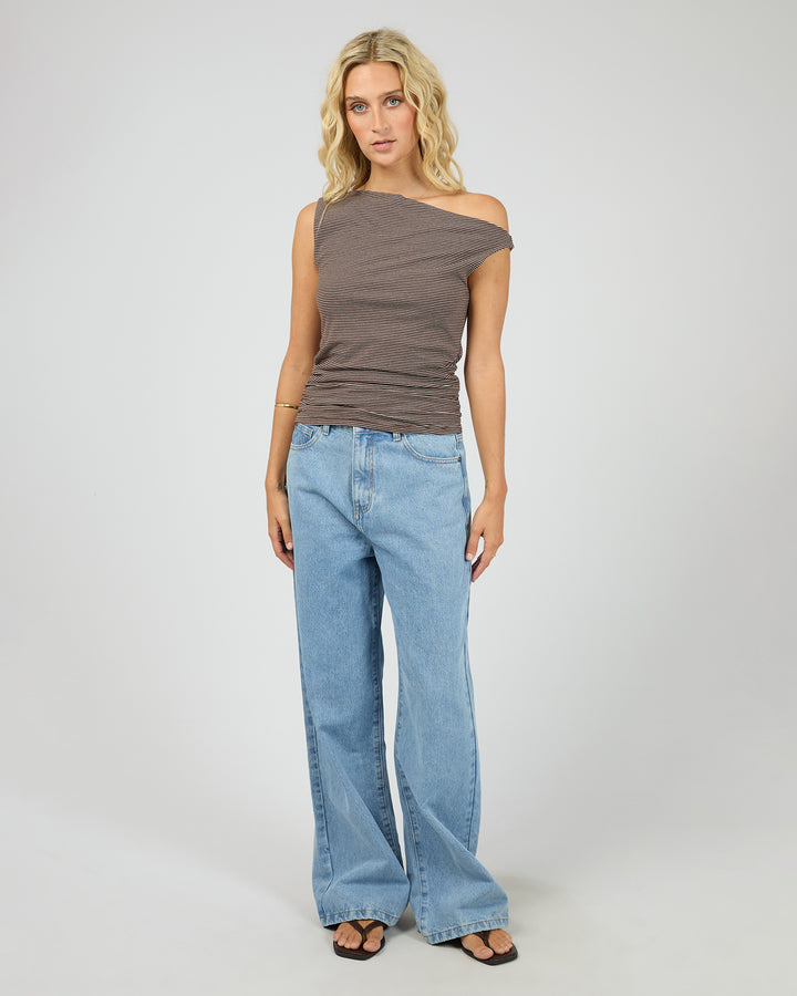 Kylie Stripe Top Brown