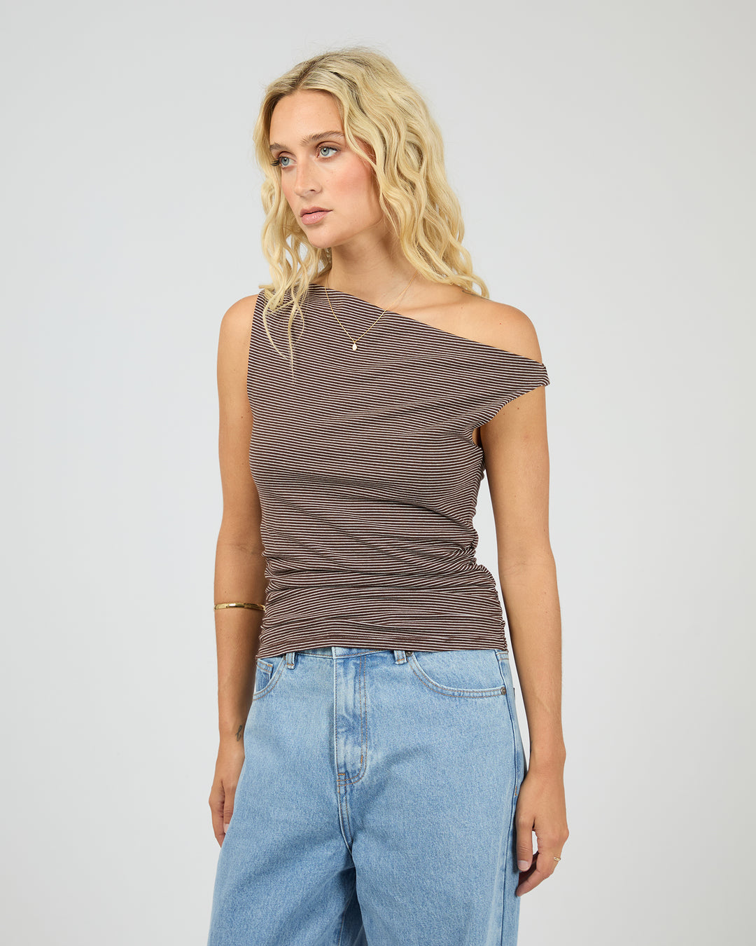 Kylie Stripe Top Brown