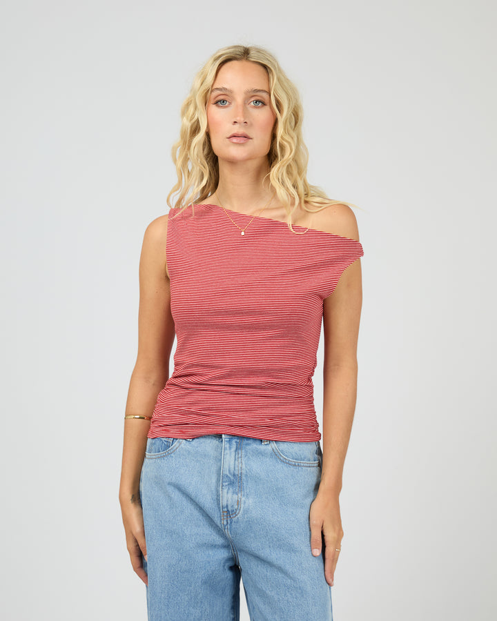Kylie Stripe Top Red