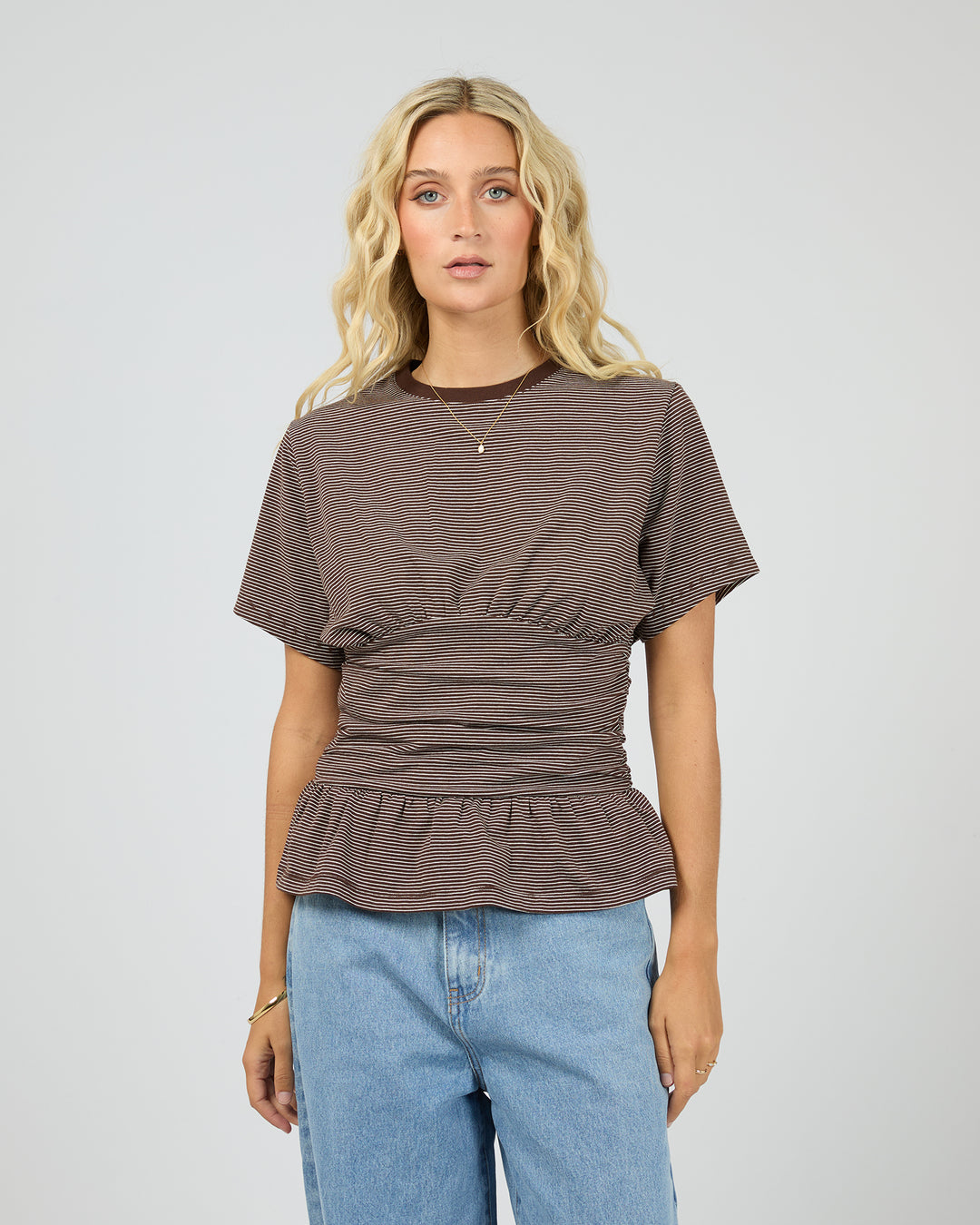 Tyler Stripe Tee Brown