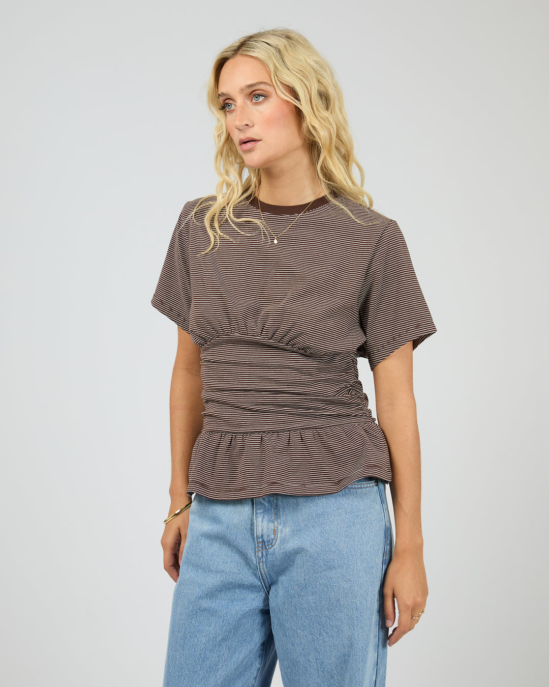 Tyler Stripe Tee Brown