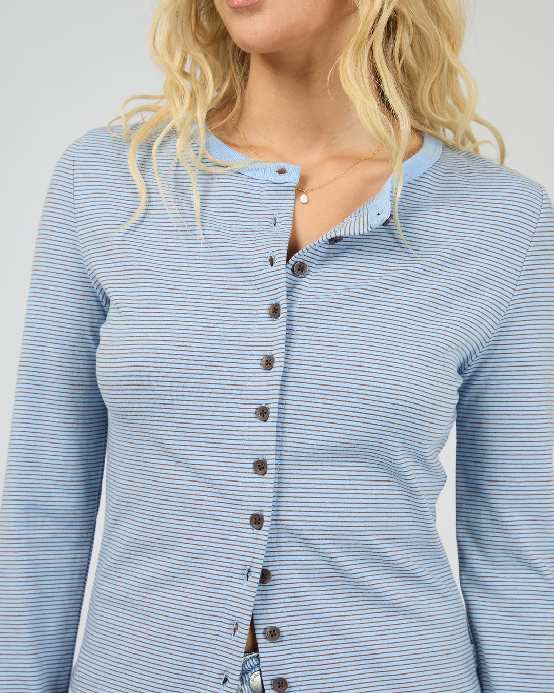 Sami Stripe Long Sleeve Top Blue