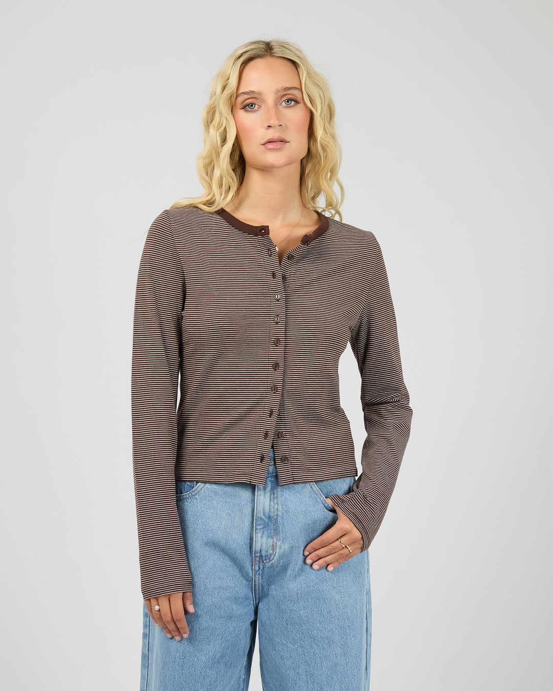 Sami Stripe Long Sleeve Top Brown