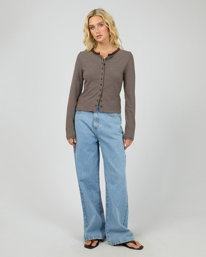 Sami Stripe Long Sleeve Top Brown