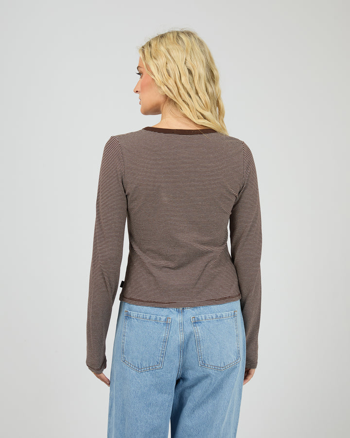 Sami Stripe Long Sleeve Top Brown
