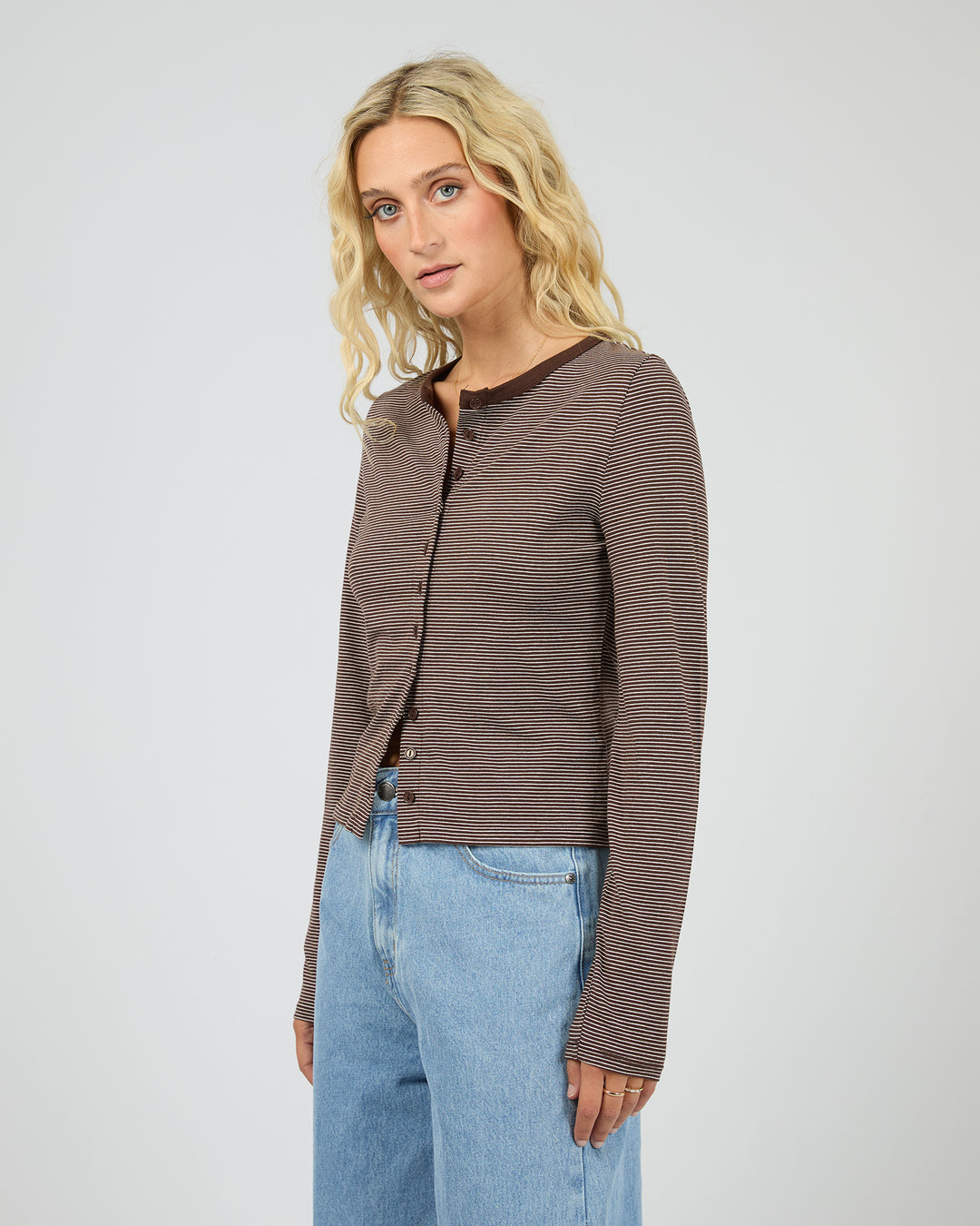 Sami Stripe Long Sleeve Top Brown
