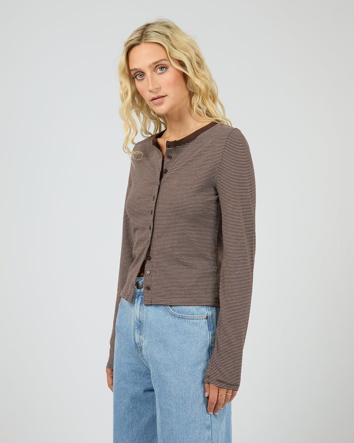 Sami Stripe Long Sleeve Top Brown