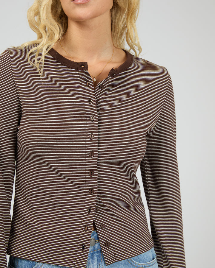 Sami Stripe Long Sleeve Top Brown