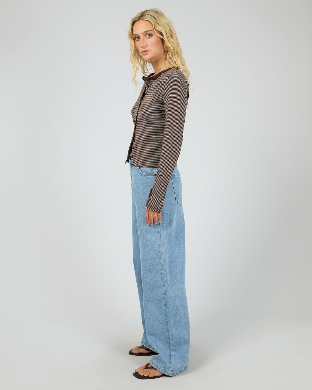Sami Stripe Long Sleeve Top Brown