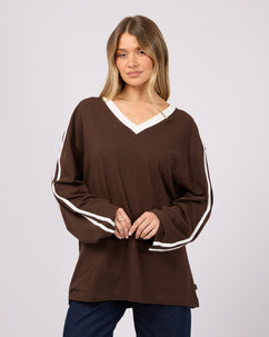 Zulu V-Neck Long Sleeve Tee Brown