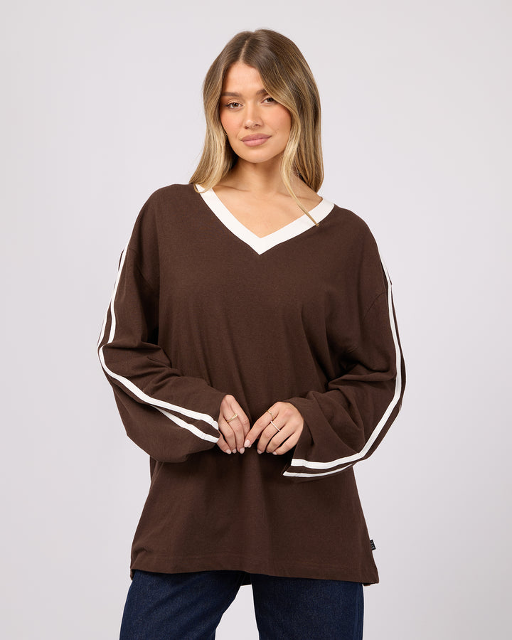 Zulu V-Neck Long Sleeve Tee Brown
