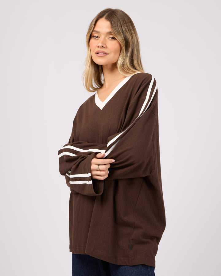 Zulu V-Neck Long Sleeve Tee Brown