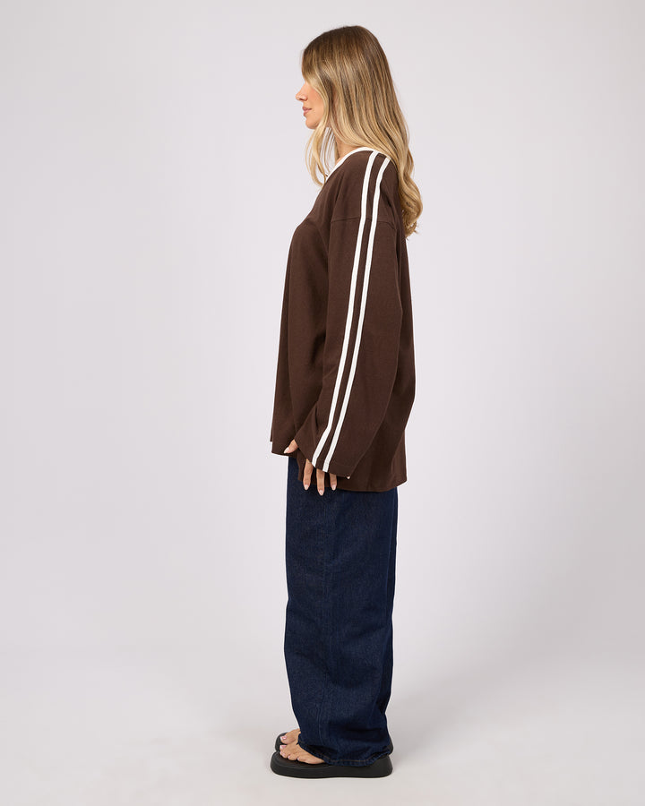 Zulu V-Neck Long Sleeve Tee Brown